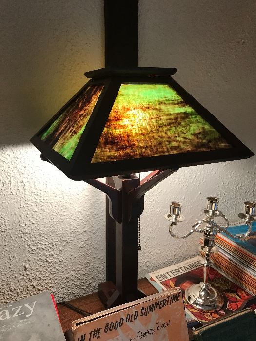 Home Made Mission Lamp With Stained Glass
