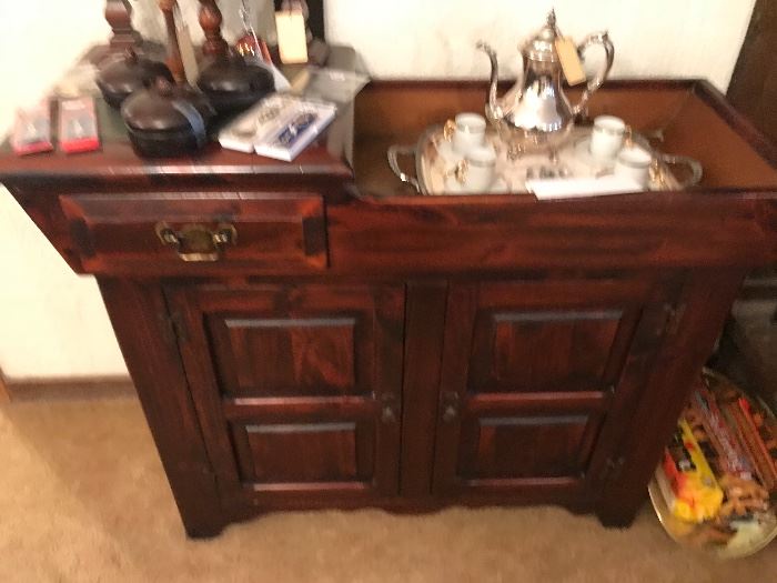 Vintage Link Taylor Solid Pine Dry Sink With Copper Insert And Slate Serving Area