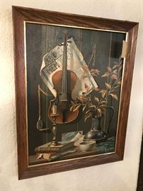 Vintage Paint By Numbers Violin Still Life