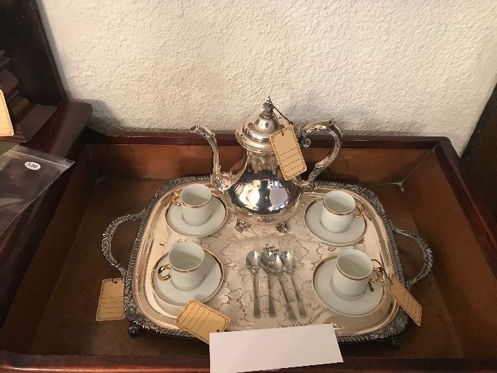 Silver Plated Teapot And Tray