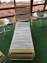 Vintage Yellow And White Plastic Strap Lounge Chairs And Glider Chair ~ In Great Condition ~ FUNKY