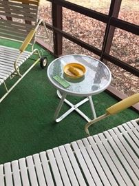 Vintage Patio Table And Yellow Plastic Ashtray