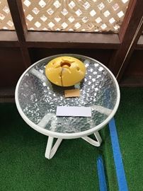 Vintage Patio Table ~ Vintage Hanging Yellow Plastic Flying Saucer Ashtray ~ All It Needs Is Needs A New Rope