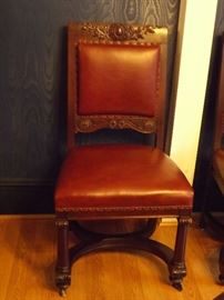 Oak & Leather Side Chairs (10)