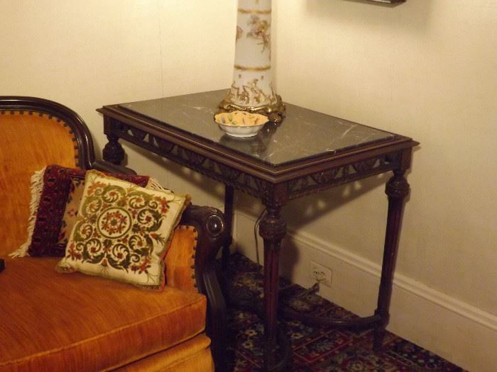 Rectangular Parlor Table Marble Top