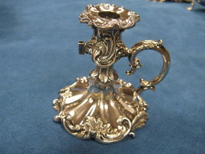 Tiny English Sterling Silver Chamberstick, missing snuffer