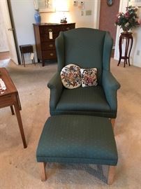 Contemporary Wing chair and Ottoman