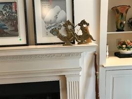 Pair Antique Brass Hippocampi Bookends/Doorstops