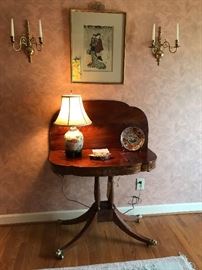 Late 19c Mahogany and Mahogany Veneer Empire Style Card Table