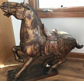 Wooden Horse Sculpture