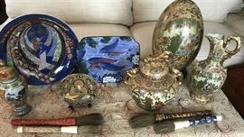 Chinese Plates, Brushes, Urns, and Unique Items