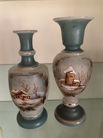 Bristol hand painted vases