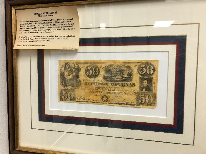 Republic of Texas 50 bank note