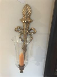 Brass And Glass Candle Wall Sconces