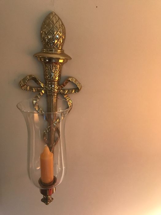 Brass And Glass Candle Wall Sconces