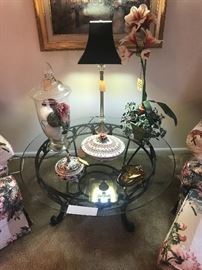 Round Wrought Iron And Glass Coffee / Side Table