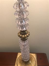 Crystal And Brass Table Lamp With Shade