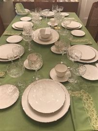 Vintage Noritake "Lorele" Dinner ware Set ~ 54 Pieces   ~ Large Set Of Vintage Etched Crystal ~ Many Pieces And Assorted Sizes