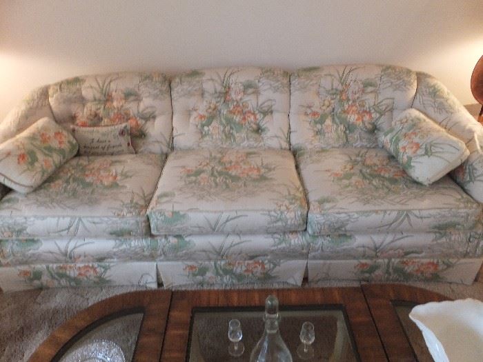 Close up upholstered sofa