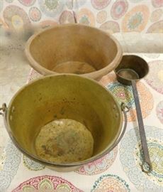 Copper Pots and ladle 