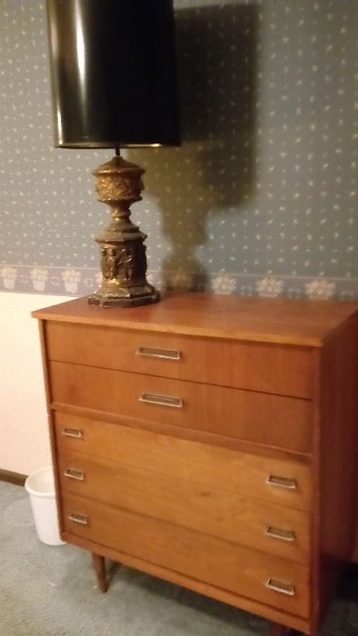 Midcentury modern dresser with awesome lamp