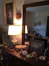 lamp, framed print, dresser jars and more
