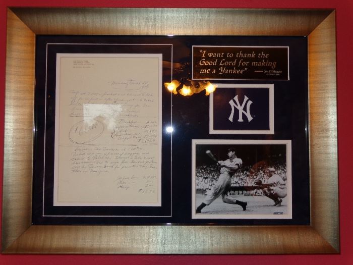 Joe DiMaggio's personal financial notes from his 1986 stay at the Hyatt Regency in Tampa, Florida. 