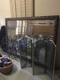 Mirror and fireplace screens