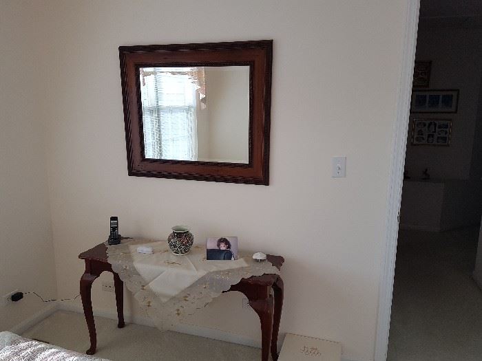 Beautiful Wooden Console + Mirror