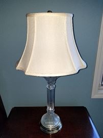 Pair of crystal table lamps with 3-way lights.  28" tall.