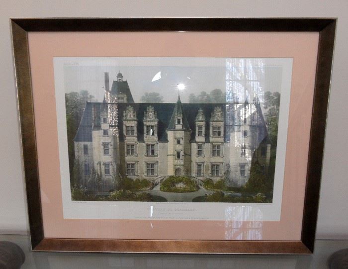 Chateau de Benehart, nicely matted and framed print (printed in Paris).  27.5" x 21.5"