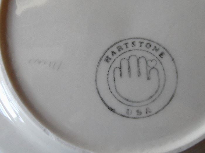 Hartstone U.S.A. , hand painted snowmen plates, bowl, mug, serving platter