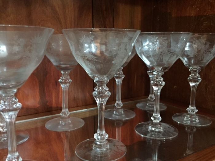 Lovely vintage crystal wine glasses with sensational cuts.