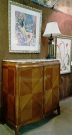 Marble topped, statement cabinet... This would make a show stopper bar but can also be used as a buffet...