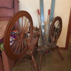 We're pretty sure these spinning wheels don't come with a sleeping curse. And check out those skis! 
