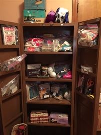 Vintage sewing notions and a cabinet for you to keep them in