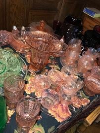 GREEN / PINK / RED DEPRESSION GLASS