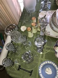 ANTIQUE CRYSTAL CANDLEHOLDERS 