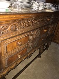 ANTIQUE WOODEN HAND CARVED BUFFET