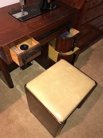 VINTAGE SINGER SEWING MACHINE WITH MCM CUSTOM CABINET 