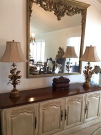 Credenza & Gold Lamps