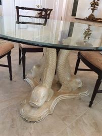 Dolphin Base Glass Top Table