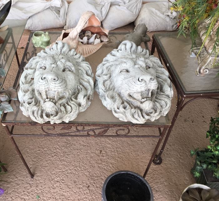 Lion Heads, Glass Top Tables, Patio Furniture, etc.