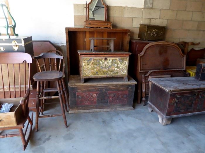 Lovely European painted trunks (small trunk sold)