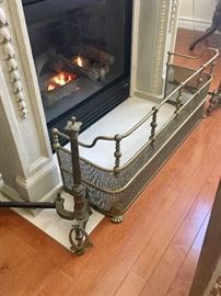 Brass fireplace fender 