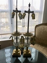 Pair swan lamps