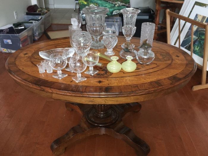 Oval marquetry table