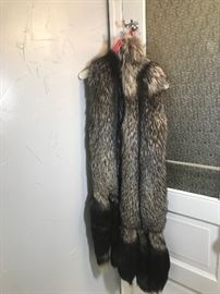 Fox fur vest with hanging tails