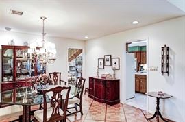 Dining table is a Forrest Bradshaw for  Drexel Heritage Furnishings . Light fixtures also for sale! All furniture is solid wood and lived with the family for years.