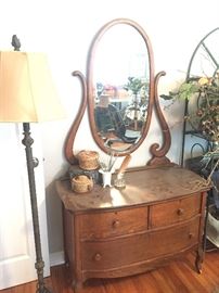 antique dresser and do you notice the Pine straw baskets and just one of 6 baker racks